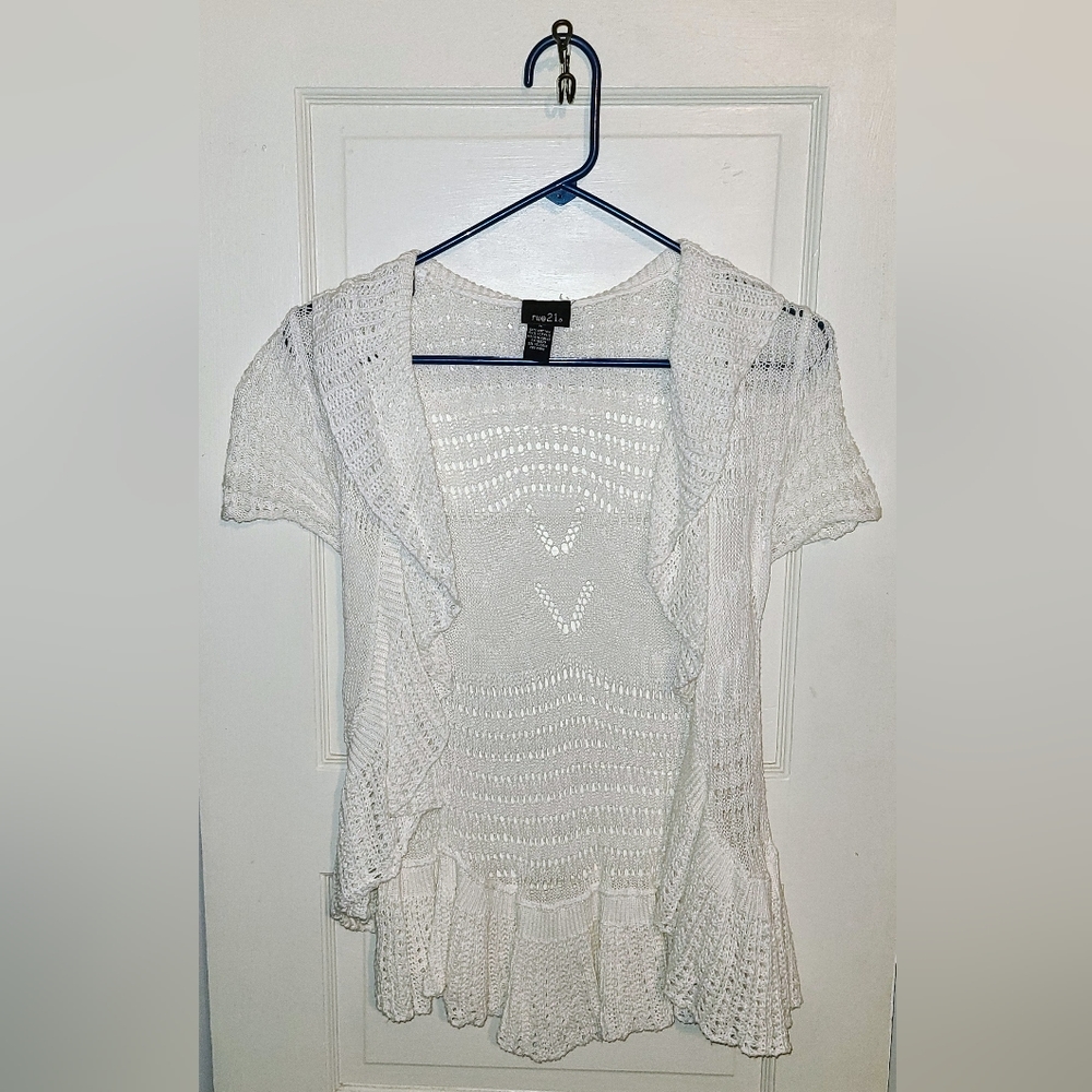 Rue21 Crochet Waterfall Cardigan Size M